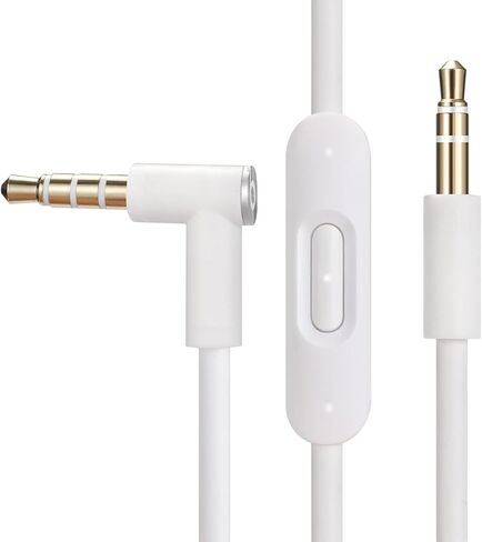 Replacement Audio Cable Cord Wire Compatible with Beats Studio Solo Pro Detox Wireless Mixr Executive Pill with in Line Mic and Control (White) in Saudi Arabia