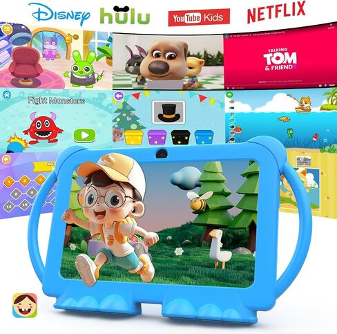 PEICHENG Kids Tablet 7 inch Android 12.0 for Toddler, 4GB RAM 32GB ROM Bluetooth IPS Screen Parental Control Dual Camera Shockproof Case for Educational Games, (Pink) in Saudi Arabia