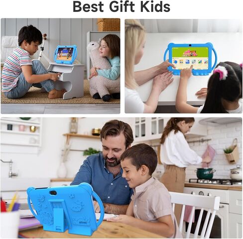 PEICHENG Kids Tablet 7 inch Android 12.0 for Toddler, 4GB RAM 32GB ROM Bluetooth IPS Screen Parental Control Dual Camera Shockproof Case for Educational Games, (Pink) in Saudi Arabia