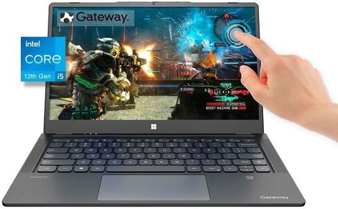 كمبيوتر محمول Gateway بشاشة لمس 14.1 بوصة FHD باللون الأسود المعدني Intel Core i5-1235U 10-Core حتى 4.4 معالج 8 جيجابايت DDR4 RAM 512 جيجابايت SSD HDMI Wi-Fi Win 11 Pen iSlik (متجدد)، 51427 in Kuwait