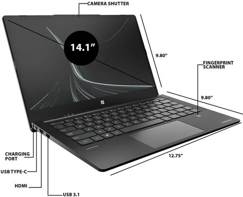 كمبيوتر محمول Gateway بشاشة لمس 14.1 بوصة FHD باللون الأسود المعدني Intel Core i5-1235U 10-Core حتى 4.4 معالج 8 جيجابايت DDR4 RAM 512 جيجابايت SSD HDMI Wi-Fi Win 11 Pen iSlik (متجدد)، 51427 in Kuwait