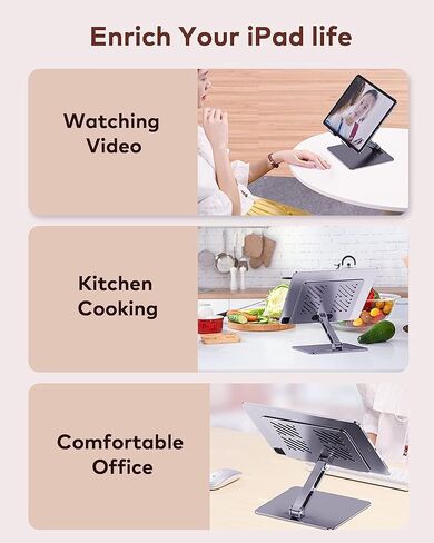 llano iPad Tablet Stand for Desk Adjustable : [Big Tablet & Thick Case Friendly] Aluminum Alloy Tablet Holder for Drawing 180° Ultra-Light Portable Stand for iPad Pro/Air/Mini and All Tablets in Saudi Arabia