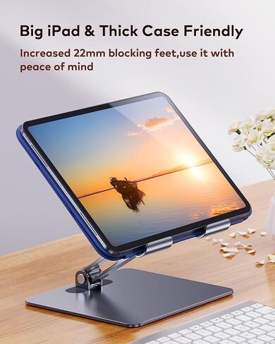 llano iPad Tablet Stand for Desk Adjustable : [Big Tablet & Thick Case Friendly] Aluminum Alloy Tablet Holder for Drawing 180° Ultra-Light Portable Stand for iPad Pro/Air/Mini and All Tablets in Saudi Arabia