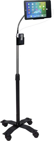 Compact, Height-Adjustable Tablet Floor Stand with Lock and Key Security, Flexible Gooseneck, Telescoping Pole and optional Wheels, Compatible with iPad (Gen. 5-6), iPad Pro 9.7, and iPad Air in Saudi Arabia