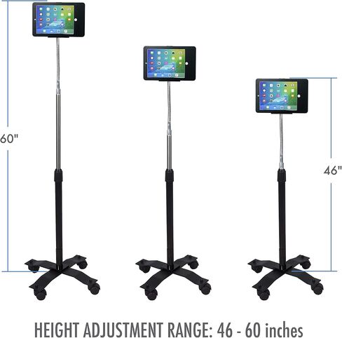 Compact, Height-Adjustable Tablet Floor Stand with Lock and Key Security, Flexible Gooseneck, Telescoping Pole and optional Wheels, Compatible with iPad (Gen. 5-6), iPad Pro 9.7, and iPad Air in Saudi Arabia