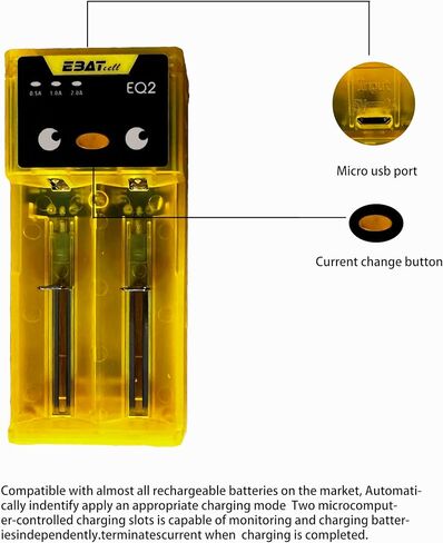 Universal 18650 Battery Charger for 4.2v Lithium ion Rechargeable Batteries & 1.45V Ni-MH Ni-CD Rechargeable Ni-MH/Ni-Cd Batteries 21700/20700/26650/18700/18650/18500/18350/17650/17500/16650 Batteries in Saudi Arabia