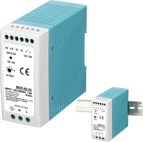 24 VDC DIN Rail Power Supply MDR 60W DIN Rail Dual Output (Input: 100-240VAC, Output: 24VDC, 50/60HZ) Power Switching Converter DC (24V 2.5A) in Saudi Arabia