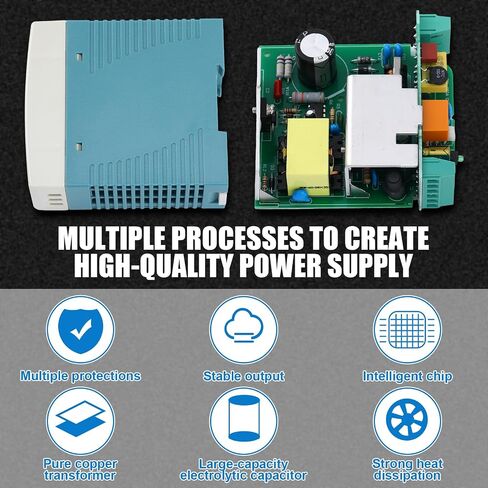 24 VDC DIN Rail Power Supply MDR 60W DIN Rail Dual Output (Input: 100-240VAC, Output: 24VDC, 50/60HZ) Power Switching Converter DC (24V 2.5A) in Saudi Arabia