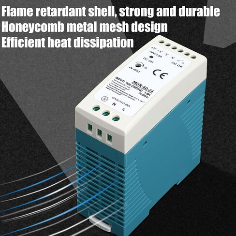 24 VDC DIN Rail Power Supply MDR 60W DIN Rail Dual Output (Input: 100-240VAC, Output: 24VDC, 50/60HZ) Power Switching Converter DC (24V 2.5A) in Saudi Arabia