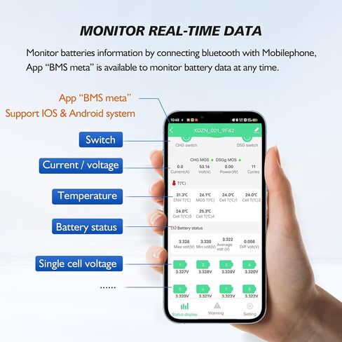 لوحة حماية Smart BMS 24V 8S LifePO4 PCB مع سلاسل توازن ووحدة بلوتوث لاسلكية لحزمة بطارية ليثيوم 8 خلايا 24 فولت (Smart BMS+RS485+CAN، 50A) in Saudi Arabia