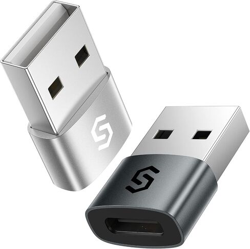 SYNCWIRE USB C to USB Adapter (2 Pack), USB Type-C to USB 3.0 (Female) Adapter, Thunderbolt 3 to USB Adapter Compatible with MacBook Air 2020/MacBook 12 inch/iPad Pro 2020 and More, Grey+Silver in Saudi Arabia