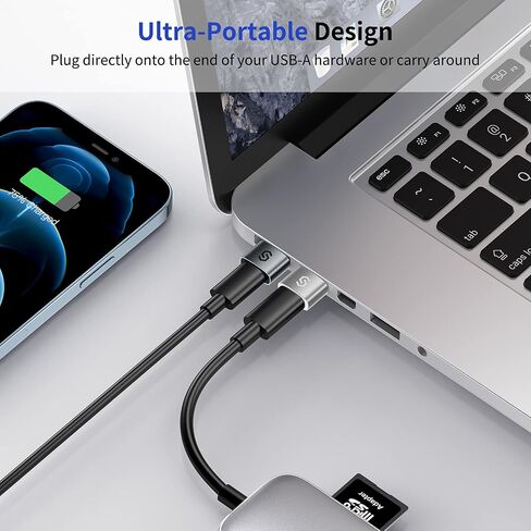 SYNCWIRE USB C to USB Adapter (2 Pack), USB Type-C to USB 3.0 (Female) Adapter, Thunderbolt 3 to USB Adapter Compatible with MacBook Air 2020/MacBook 12 inch/iPad Pro 2020 and More, Grey+Silver in Saudi Arabia