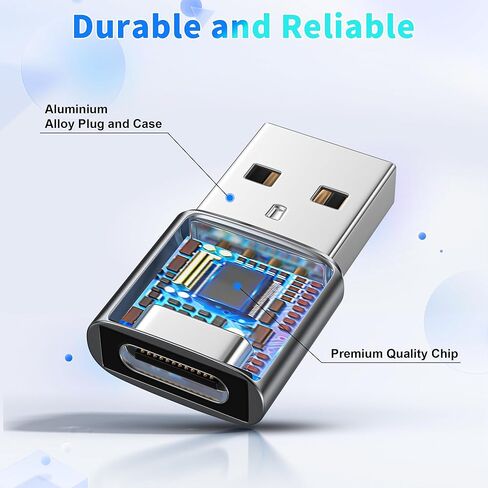 حزمة محول HianDier USB إلى USB C مكونة من 6 محول USB C إلى USB من سبيكة معدنية USB C للشحن ومزامنة البيانات متوافق مع iPhone 15 14 13 12 11 Pro Max/Samsung Galaxy S24 S23 S22 Ultra/iPad/Car in Kuwait