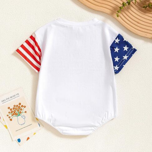 الوليد بيبي بوي فتاة 4th من يوليو الزي الولايات المتحدة الأمريكية العلم التطريز رومبير ارتداءها يوم الاستقلال الملابس الصيفية in Kuwait