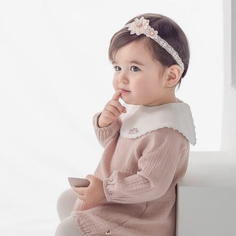 Baby Girl Headband White Lace Hairband Elastics Flower Head Wrap Hair Accessories Gift for Newborn Infant Toddlers Kids Baptism Shower Gift Birthday Wedding Party (Style 1) in Saudi Arabia