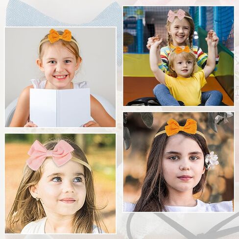 10 Pcs Baby Girl Headbands and Bows, Cute Sweet Newborn Bows Headbands, Nylon Elastics Hairbands Hair Accessories for Newborns, Infants, Toddlers, Baby, Girl(Handmade - Easy to Wear) in Saudi Arabia