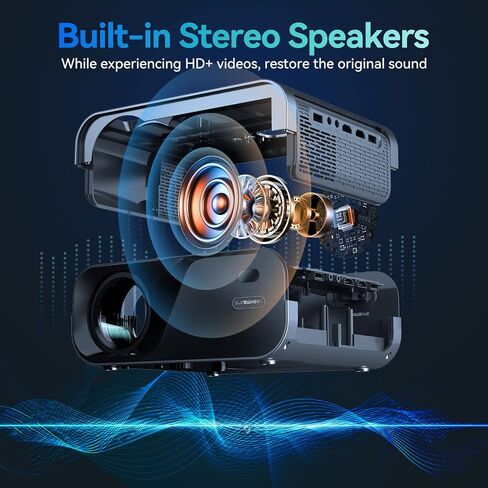 جهاز عرض SUREWHEEL مع حافظة، جهاز عرض أصلي 1080 بكسل مع واي فاي وبلوتوث، جهاز عرض خارجي بقوة 16000 لومن 400ANSI، جهاز عرض أفلام محمول للاستخدام الخارجي متوافق مع عصا التلفزيون/HDMI in Saudi Arabia