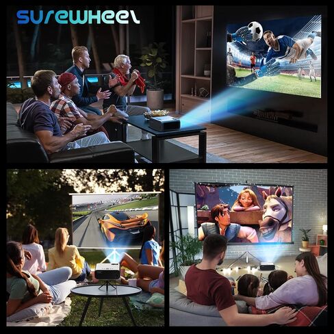 جهاز عرض SUREWHEEL مع حافظة، جهاز عرض أصلي 1080 بكسل مع واي فاي وبلوتوث، جهاز عرض خارجي بقوة 16000 لومن 400ANSI، جهاز عرض أفلام محمول للاستخدام الخارجي متوافق مع عصا التلفزيون/HDMI in Saudi Arabia