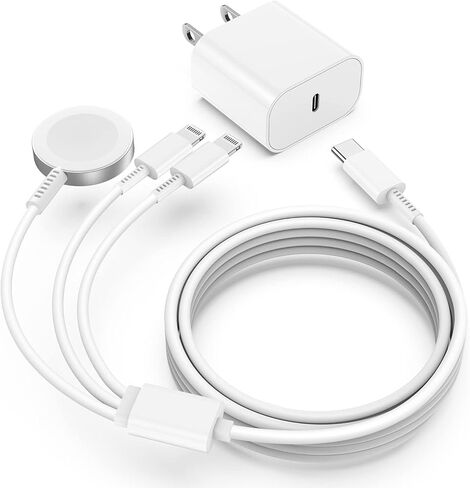 شاحن ساعة Apple، كابل شحن مغناطيسي Cabepow 3 في 1 USB C سريع لساعة iPhone وكابل شحن مغناطيسي بطول 6 أقدام مع كتلة شاحن حائط لسلسلة ساعات Apple SE/8/7/6/5/4/3/2/1 وiPhone 14 in Kuwait