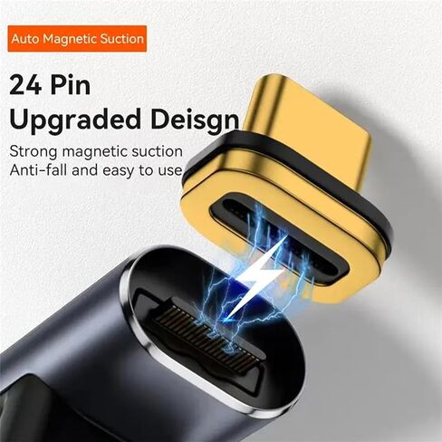 (3 عبوات) محول USB C مغناطيسي 24 دبوس من النوع C، شحن سريع PD3.1، نقل بيانات عالي السرعة 140 وات USB4، 40 جيجابايت/ثانية، مخرج 8K60 هرتز محول مغناطيسي قوي من النوع C لأجهزة USB C. in Kuwait