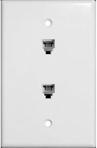 Morris 86021 Double RJ11 6 Conductor Phone Jack Wall Plate, White in Saudi Arabia