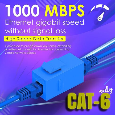 RJ45 Cat6 مقرنة مضمنة كيستون موصل، أنثى إلى أنثى RJ45 كيستون مقرنة للوحة التصحيح-لوحة الحائط إيثرنت (الأزرق-10 حزمة) in Saudi Arabia