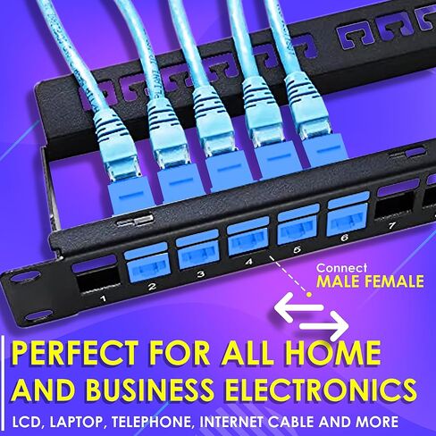 RJ45 Cat6 مقرنة مضمنة كيستون موصل، أنثى إلى أنثى RJ45 كيستون مقرنة للوحة التصحيح-لوحة الحائط إيثرنت (الأزرق-10 حزمة) in Saudi Arabia