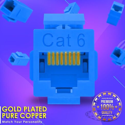 RJ45 Cat6 مقرنة مضمنة كيستون موصل، أنثى إلى أنثى RJ45 كيستون مقرنة للوحة التصحيح-لوحة الحائط إيثرنت (الأزرق-10 حزمة) in Saudi Arabia