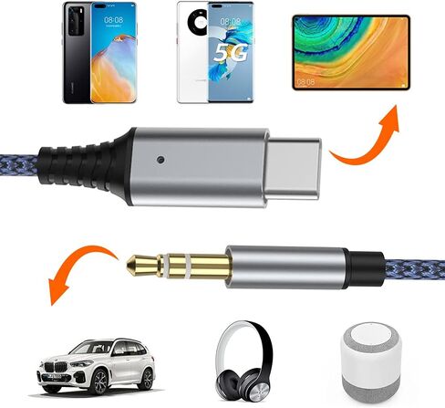 USB-C to 3.5mm Audio Cable [3.28ft, Realtek IC] 32bit/384KHz Aux Cord for Car & Headset, Compatible with iPhone 15 Pro, iPad Pro/Air, Samsung, Android Phones & Tablets in Kuwait