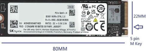 OEM SK Hynix 256GB SSD، BC901 Gen 4x4 M.2 PCI-e NVME محرك الحالة الصلبة الداخلي، 2280 شكل عامل M مفتاح، متوافق مع PS5، الكمبيوتر المحمول وسطح المكتب in Kuwait