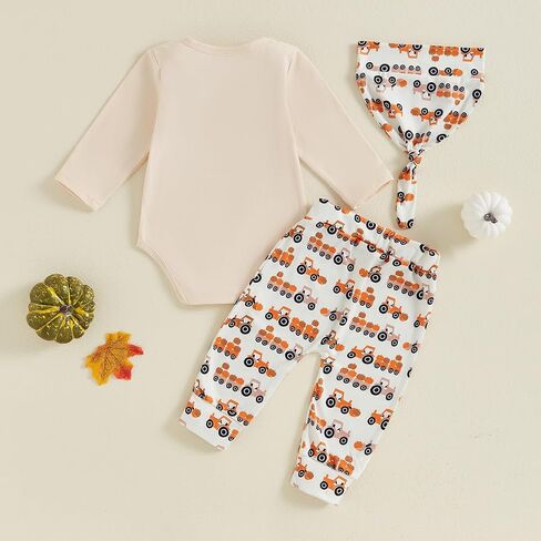 Newborn Baby Boy Halloween Outfit Farm Fresh Pumpkins Romper Pumpkin Patch Pants Sets Infant Fall Winter Clothes in Saudi Arabia