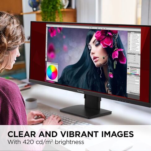 شاشة فيوسونيك VA3456-MHDJ مقاس 34 بوصة 21:9 فائقة العرض WQHD 1440p IPS مع حواف رفيعة للغاية وتصميم مريح ومدخل HDMI ومنفذ DisplayPort للمنزل والمكتب in Saudi Arabia