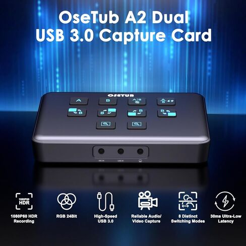 External Capture Card, Audio Video External Camera Capture Card Stream and Record in 1080P/60fps Compatible with Xbox Series X/S, PS5/PS4/Pro, Nintendo Switch on OBS, Zoom and PC/Mac in Kuwait