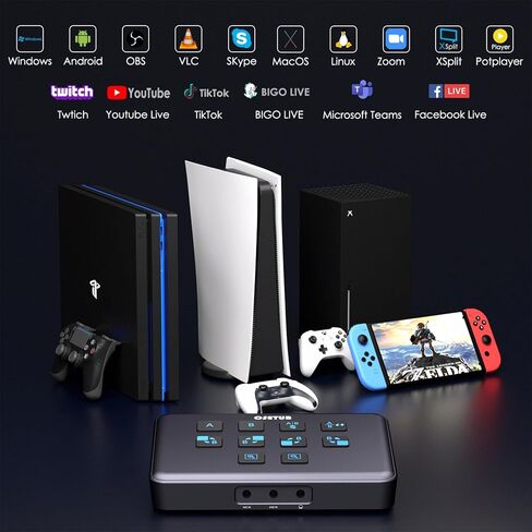 External Capture Card, Audio Video External Camera Capture Card Stream and Record in 1080P/60fps Compatible with Xbox Series X/S, PS5/PS4/Pro, Nintendo Switch on OBS, Zoom and PC/Mac in Kuwait