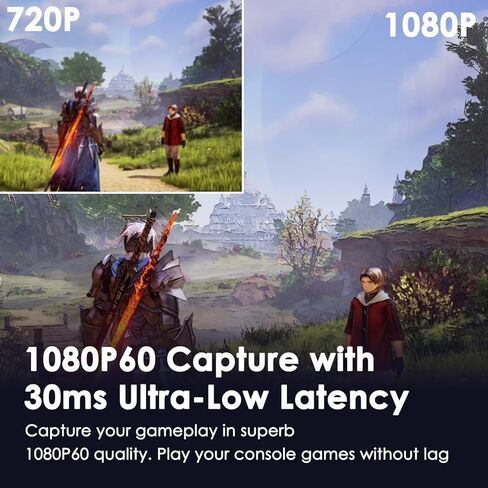 External Capture Card, Audio Video External Camera Capture Card Stream and Record in 1080P/60fps Compatible with Xbox Series X/S, PS5/PS4/Pro, Nintendo Switch on OBS, Zoom and PC/Mac in Kuwait