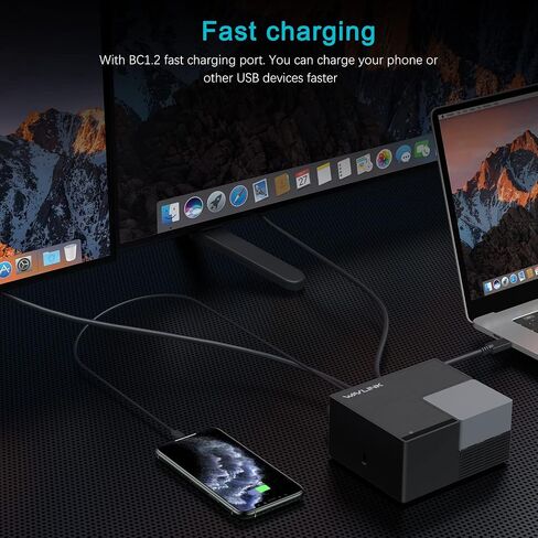 محطة إرساء USB C، WAVLINK USB C شاشة HDMI مزدوجة مع شحن 100 وات، USB C/USB 3.0 إلى HDMI مزدوج، إيثرنت، 4 USB 3.0، صوت لأجهزة MacOS وWindows، أجهزة الكمبيوتر المحمولة Dell/Surface/HP/Lenovo in Saudi Arabia
