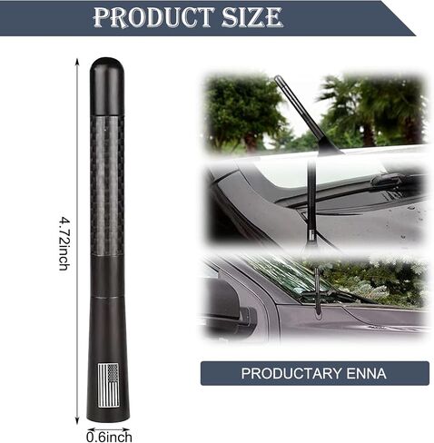 Pack-1 American Flag Car Antenna Replacement, 4.7In Carbon Fiber Vehicle Signal Receiver Replacement Compatible with Ford F150, Dodge RAM 1500 2500 3500, Jeep, Toyota, Nissan, Mazda (Black) in Saudi Arabia