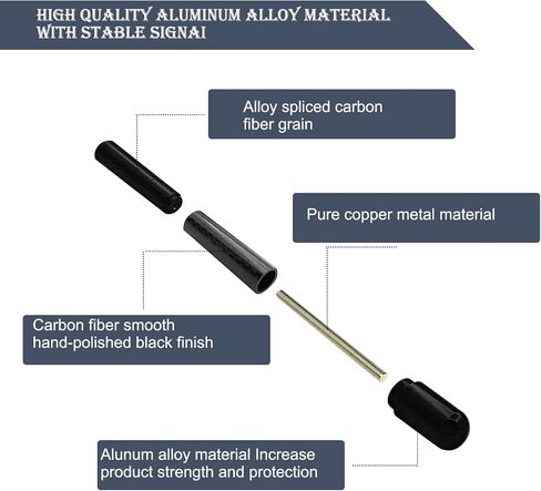 Pack-1 American Flag Car Antenna Replacement, 4.7In Carbon Fiber Vehicle Signal Receiver Replacement Compatible with Ford F150, Dodge RAM 1500 2500 3500, Jeep, Toyota, Nissan, Mazda (Black) in Saudi Arabia