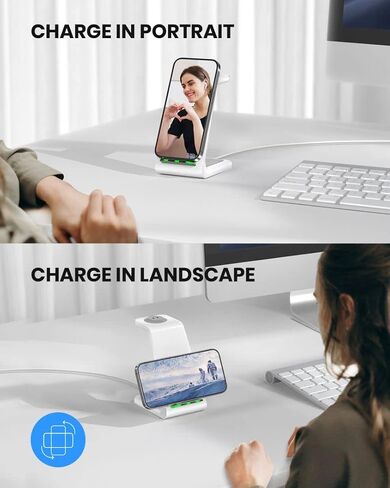 GEEKERA 3 in 1 Wireless Charging Station for Apple, Fast Wireless Charger Stand Dock for iPhone 17 16 15 14 13 12 11 Pro Max Plus XR XS X, Apple Watch Ultra/11/10/9/SE/8/7/6/5/4/3/2, AirPods Pro/4/3/2 in Saudi Arabia