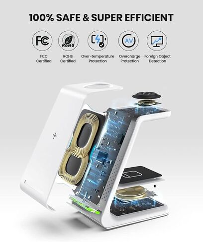 GEEKERA 3 in 1 Wireless Charging Station for Apple, Fast Wireless Charger Stand Dock for iPhone 17 16 15 14 13 12 11 Pro Max Plus XR XS X, Apple Watch Ultra/11/10/9/SE/8/7/6/5/4/3/2, AirPods Pro/4/3/2 in Saudi Arabia