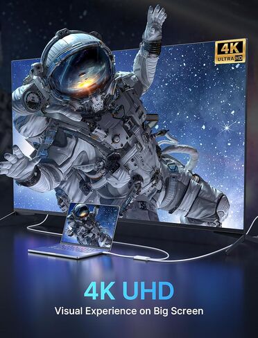 JSAUX 4K USB C to HDMI Cable with PD 100W Charging Port, 2-in-1 Type C to HDMI [ Thunderbolt 3 Compatible] Compatible with iPhone 15 Pro Max, MacBook, Samsung DeX, iMac, iPad Pro, Surface-White in Saudi Arabia