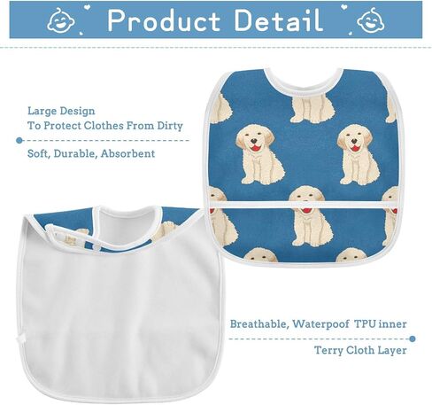 Baby Bibs for Baby Boy Girl Waterproof Feeding Bib Apron Cotton Food Eating Bib 2 Packs in Saudi Arabia