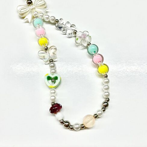 2PCS Phone Charm Y2K Phone Charms Strap Crystal Butterfly Flower Pearl Beaded Phone Lanyard Jewelry Phone Chain for Girls Women in Kuwait