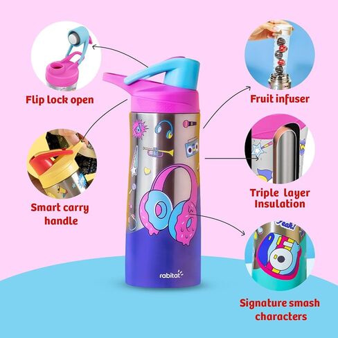 Nutri Lock Stainless Steel Insulated Sipper Bottle (Mad eye) in Saudi Arabia
