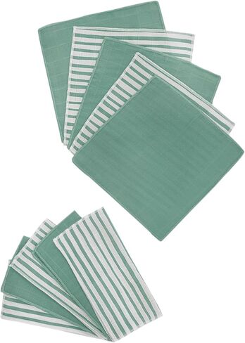 Muslin Baby Washcloths -%100 Organic Turkish Cotton - Natural Baby Wipes - Newborn Essentials Registry for Baby Boys Girls - Ultra Soft Absorbent - 10 Pack - 9" X 9" (Blue) in Saudi Arabia