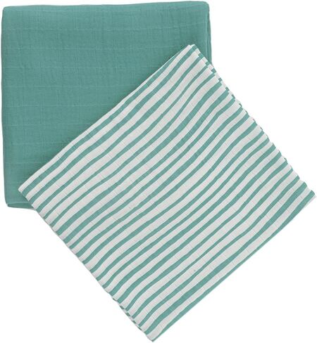 Muslin Baby Washcloths -%100 Organic Turkish Cotton - Natural Baby Wipes - Newborn Essentials Registry for Baby Boys Girls - Ultra Soft Absorbent - 10 Pack - 9" X 9" (Blue) in Saudi Arabia