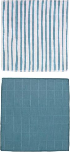 Muslin Baby Washcloths -%100 Organic Turkish Cotton - Natural Baby Wipes - Newborn Essentials Registry for Baby Boys Girls - Ultra Soft Absorbent - 10 Pack - 9" X 9" (Blue) in Saudi Arabia