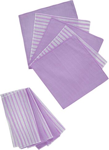 Muslin Baby Washcloths -%100 Organic Turkish Cotton - Natural Baby Wipes - Newborn Essentials Registry for Baby Boys Girls - Ultra Soft Absorbent - 10 Pack - 9" X 9" (Blue) in Saudi Arabia