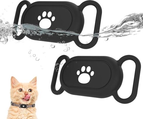 Seltureone Galaxy SmartTag 2 Collar Holder for Dogs and Cats Flexible Silicone Galaxy SmartTag 2 Case Holder, Ultra Easy to Clean SmartTag 2 Silicone Case for Pet Tracking - Bone Pattern(Black,Black) in Saudi Arabia