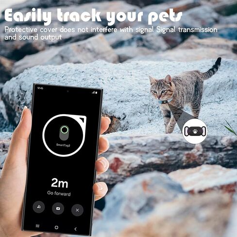 Seltureone Galaxy SmartTag 2 Collar Holder for Dogs and Cats Flexible Silicone Galaxy SmartTag 2 Case Holder, Ultra Easy to Clean SmartTag 2 Silicone Case for Pet Tracking - Bone Pattern(Black,Black) in Saudi Arabia
